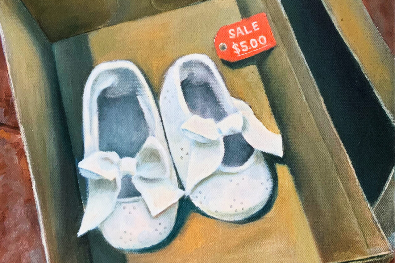 For sale: baby shoes, never worn, by Lucy Liu